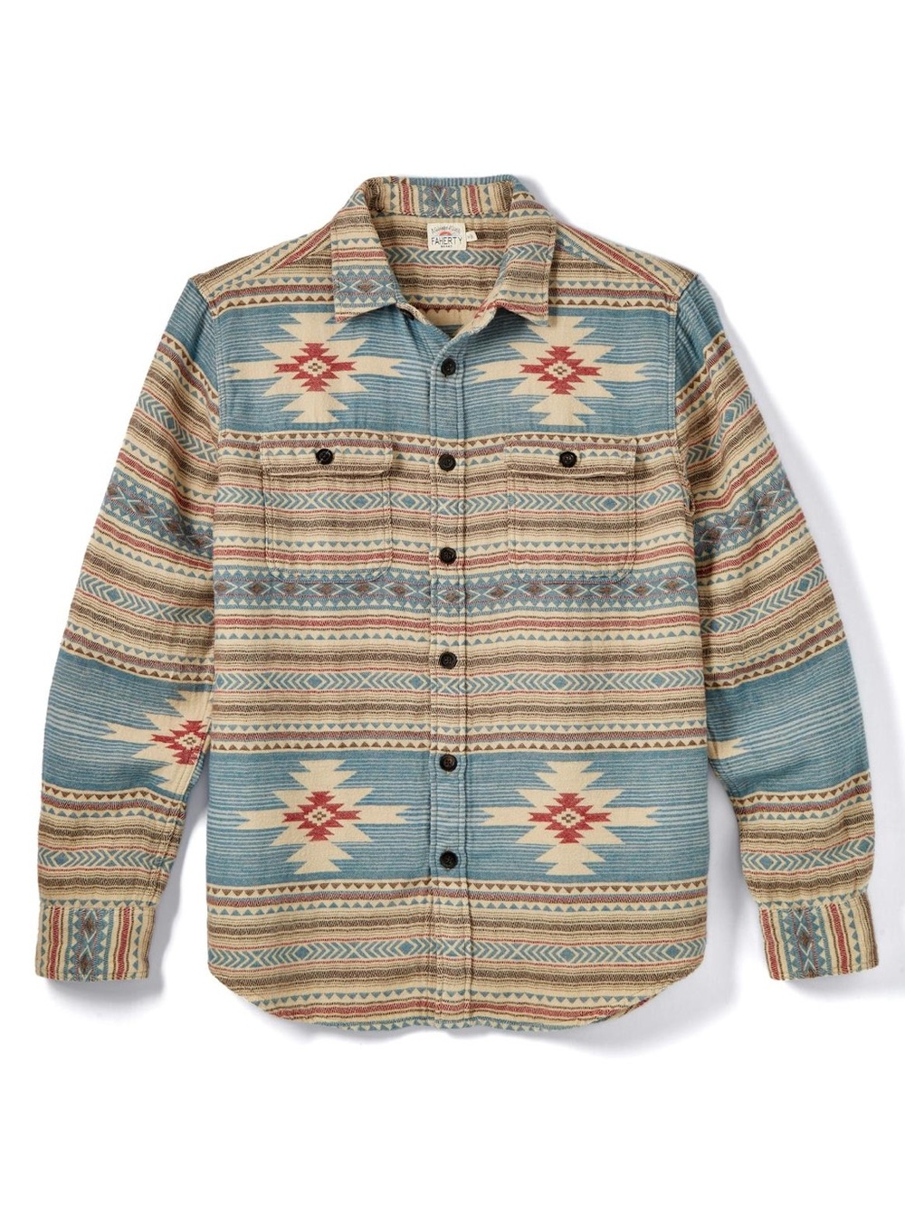 Faherty Canyon Doug Good Feather Organic Cotton Aztec Southwestern Overshirt.
